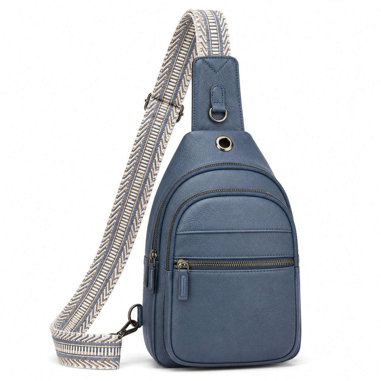 Bandolera Azul Sintética con Correa Ajustable