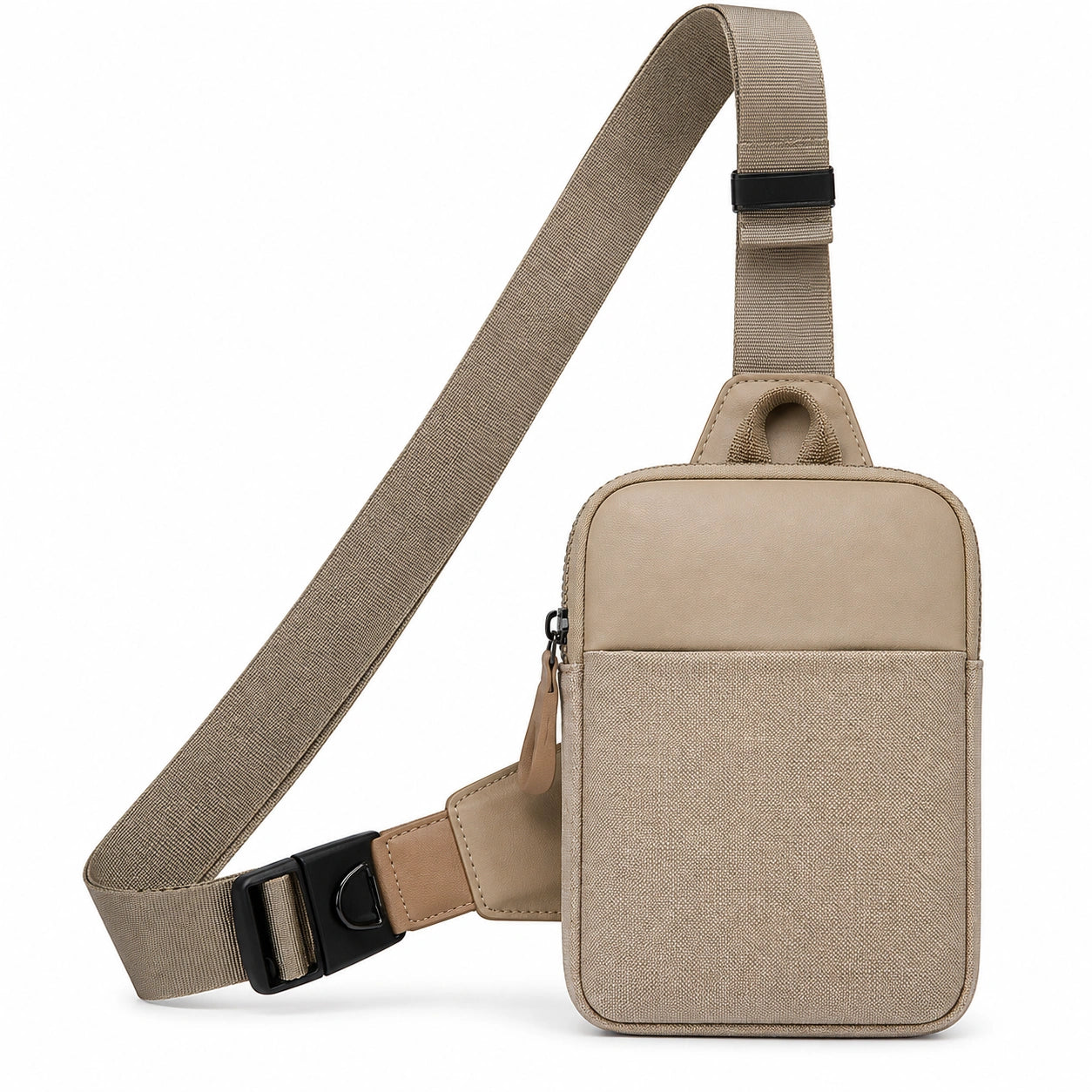 Bolsa Cruzada Unisex Vertical Beige 20x4x25 cm