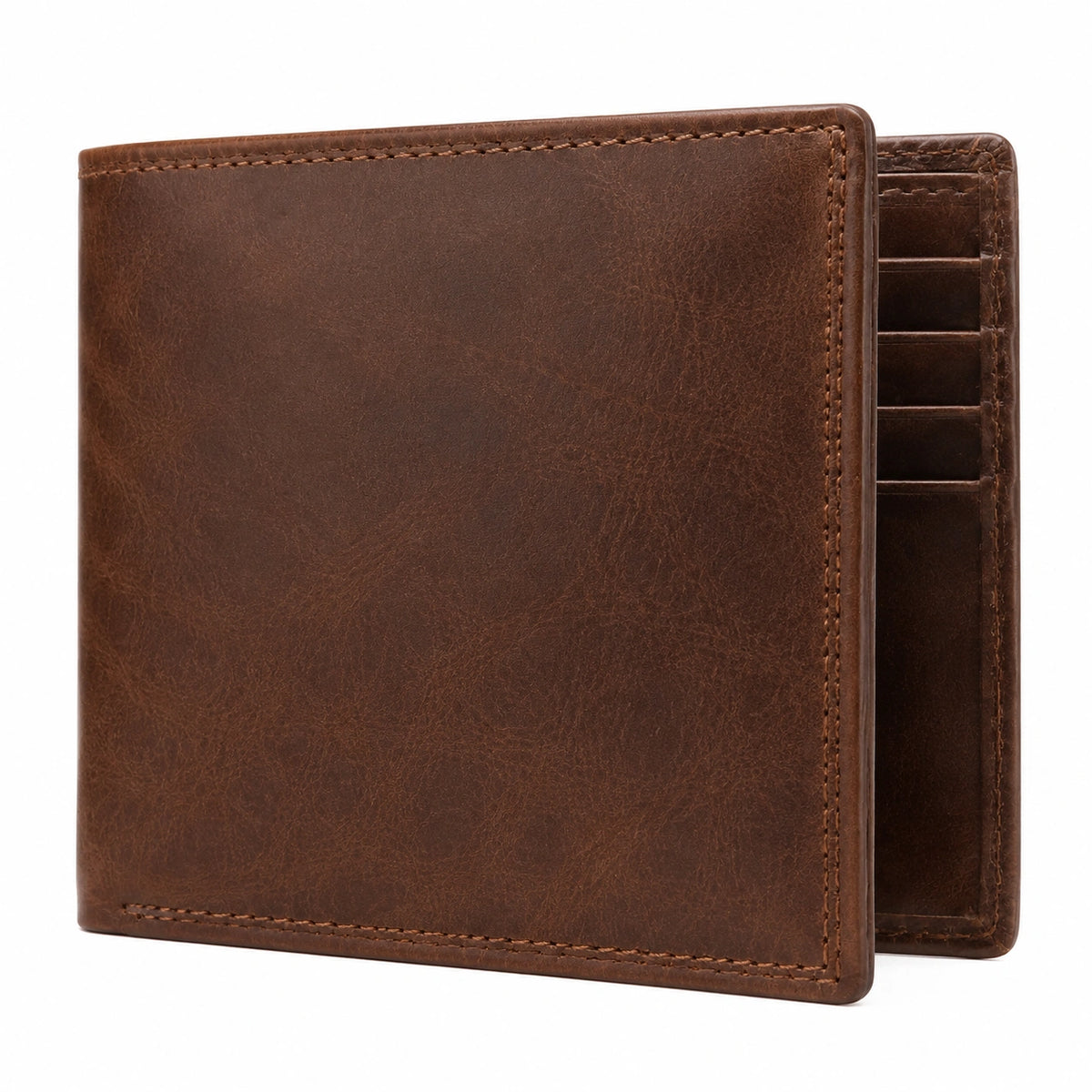 Cartera Bifold para Hombre de Cuero Marrón