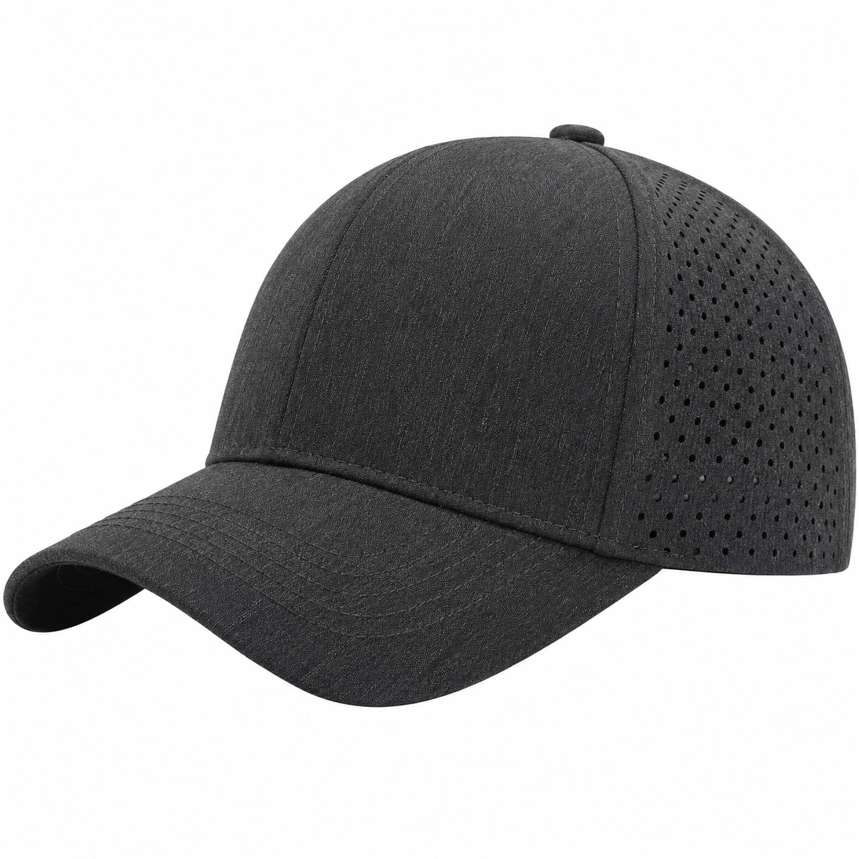 Gorra de béisbol negra ajustable con panel perforado