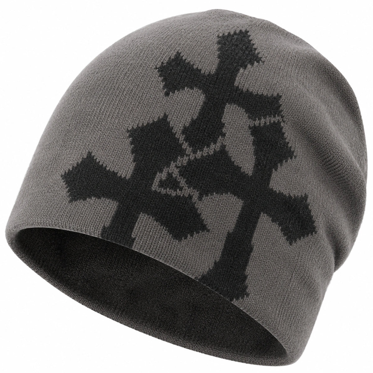 Gorro moderno con cruces en gris oscuro