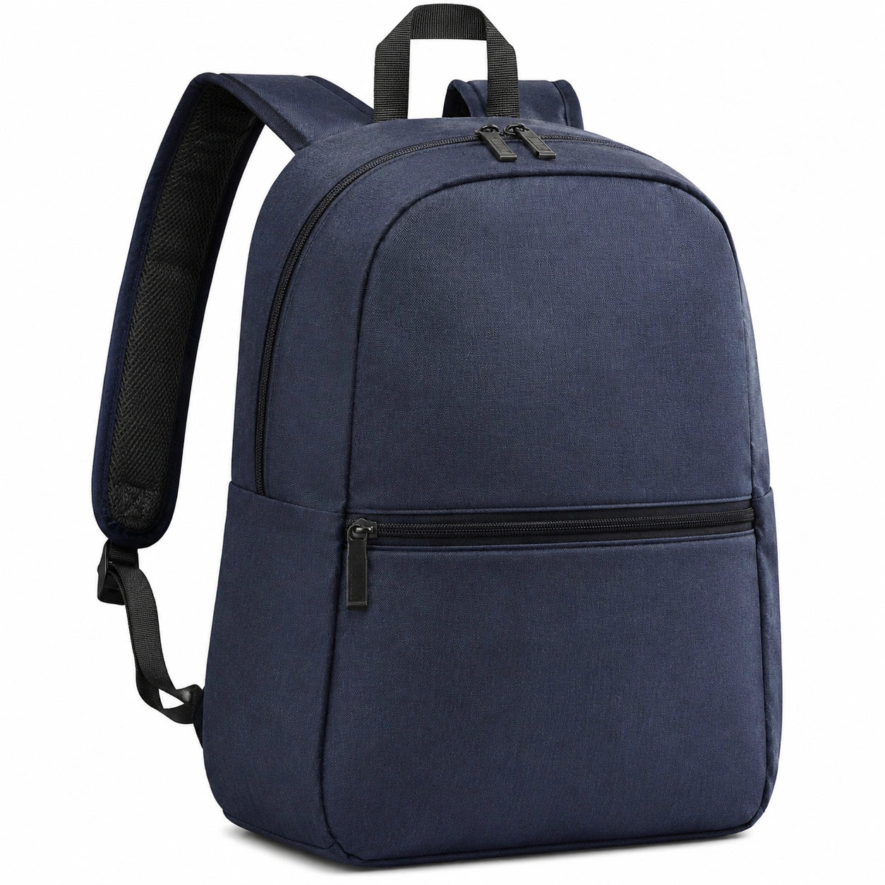 Mochila azul marino con compartimento amplio y correas acolchadas
