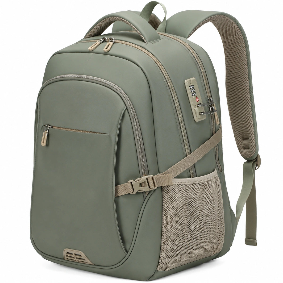 Mochila Antirrobo Impermeable Verde con Compartimentos Múltiples