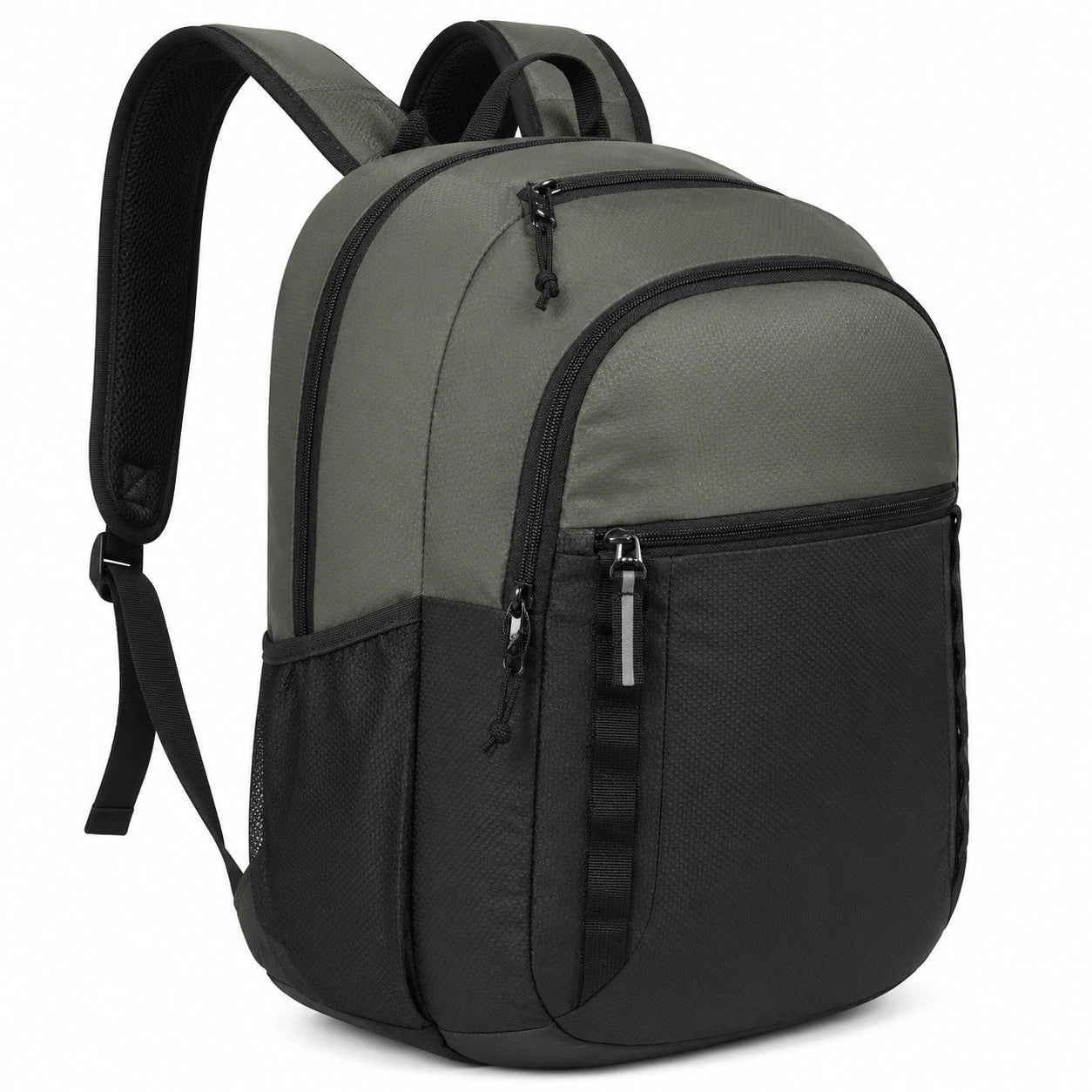 Mochila escolar resistente con bolsillos múltiples gris/negro