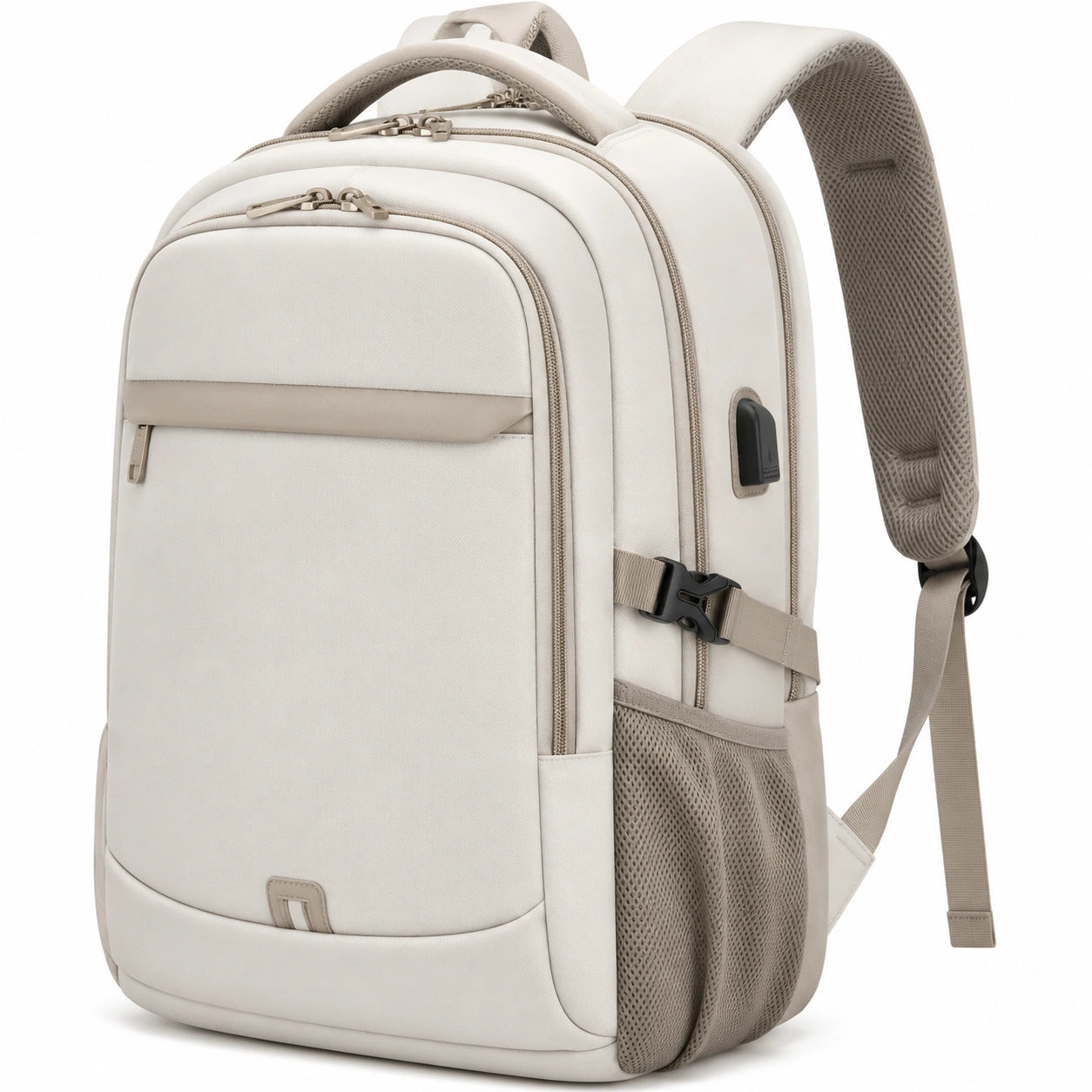 Mochila moderna para portátil de 17 pulgadas, color beige
