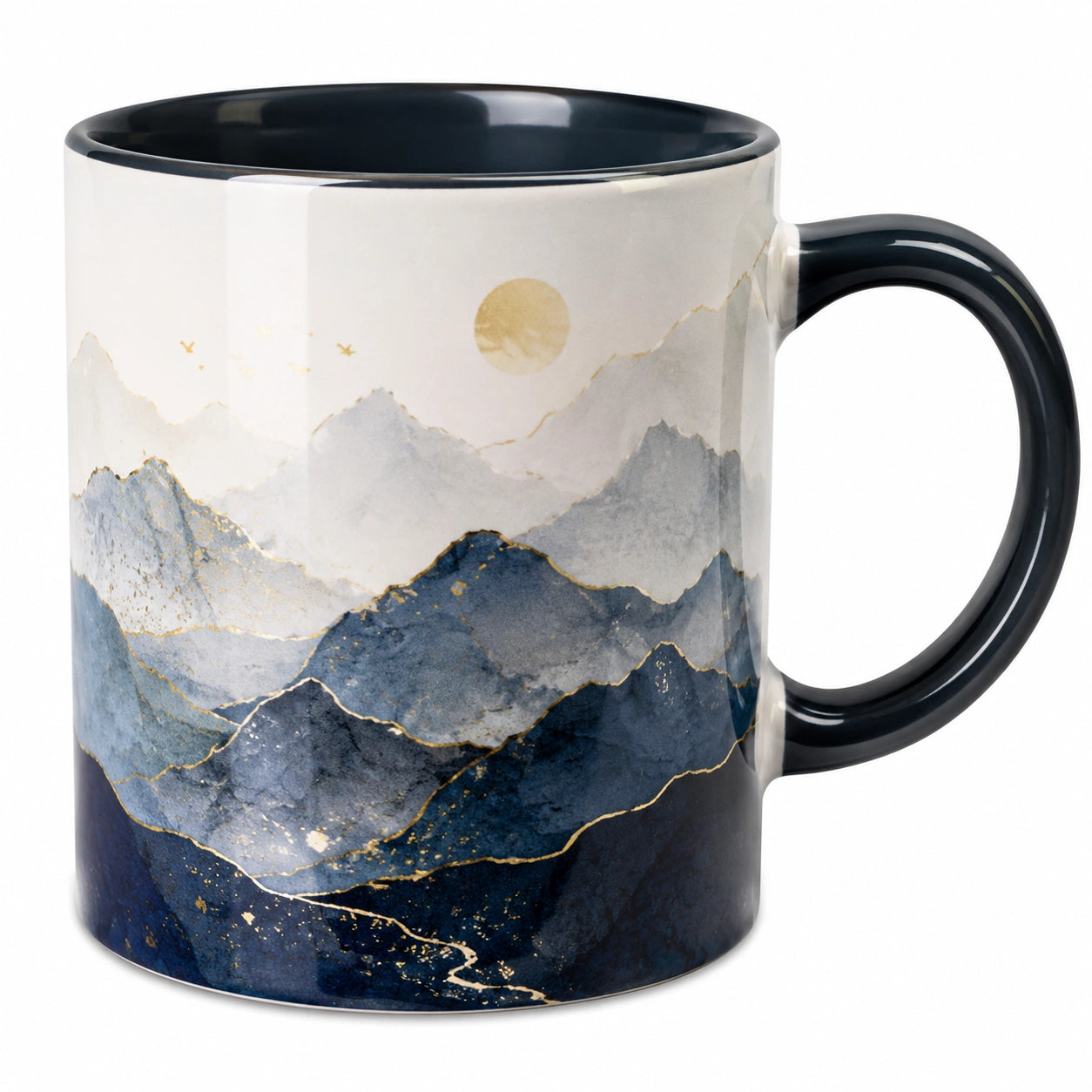 Taza de Cerámica de Montaña Azul y Dorado 350ml