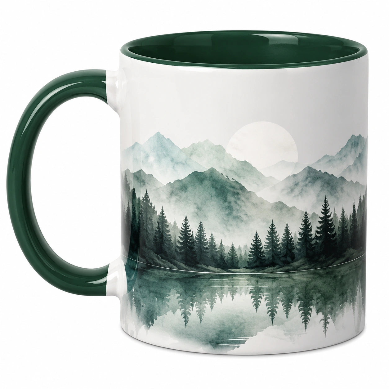 Taza de Cerámica con Paisaje Montañoso Verde 350ml