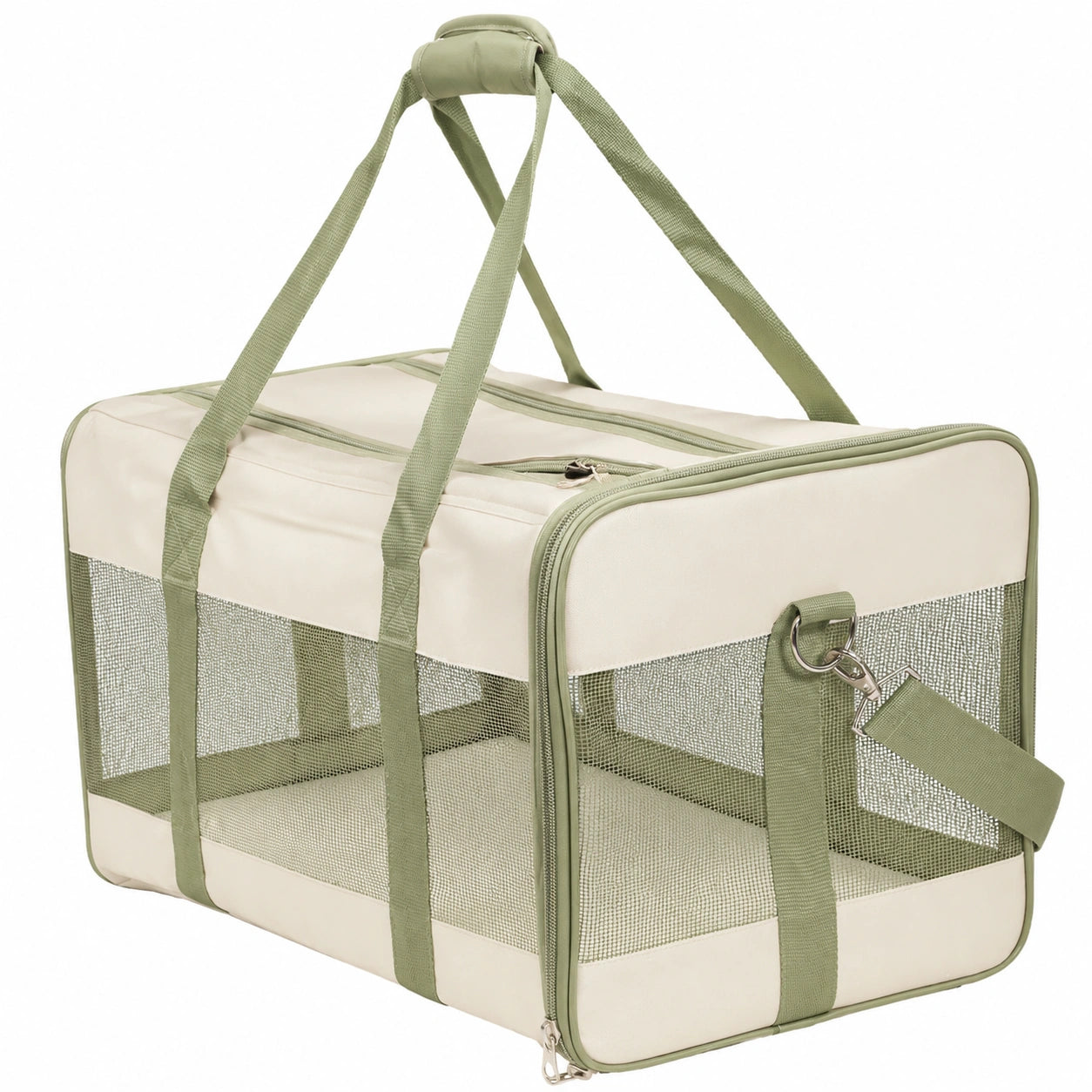 Transportín para mascotas plegable verde claro 60x40x40 cm
