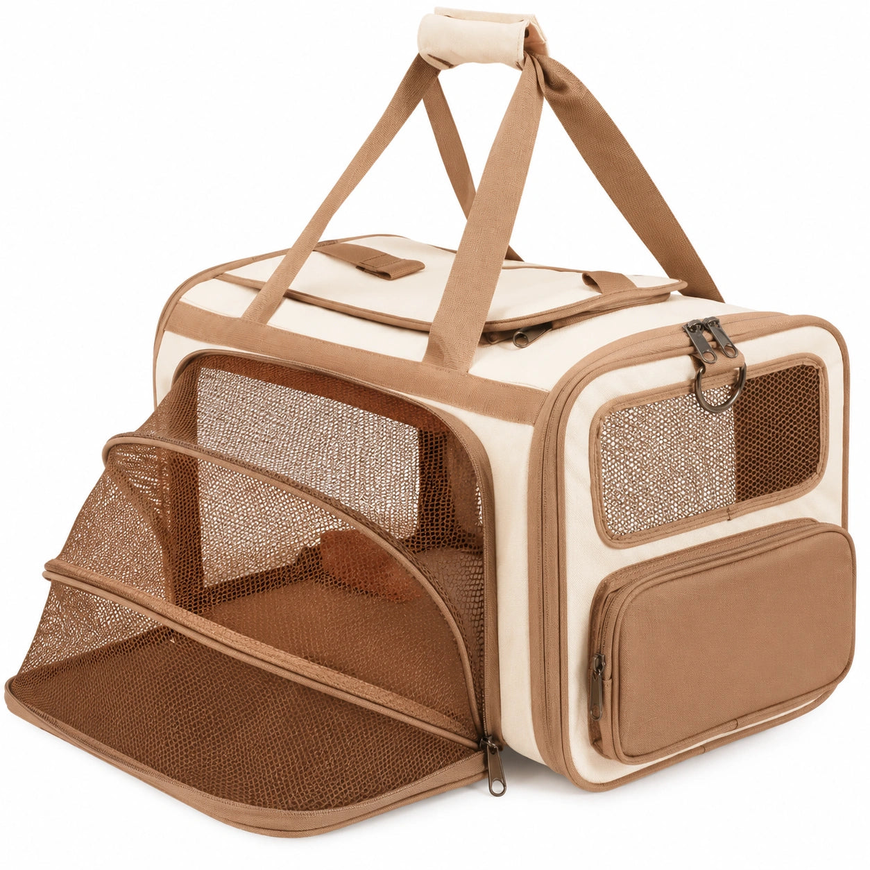 Transportín Plegable para Mascotas Pequeñas Marrón/Beige