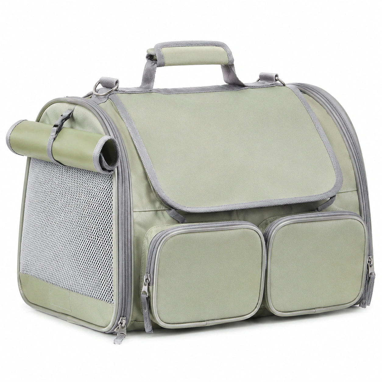 Bolsa de Transporte para Mascotas Plegable Verde con Ventilación